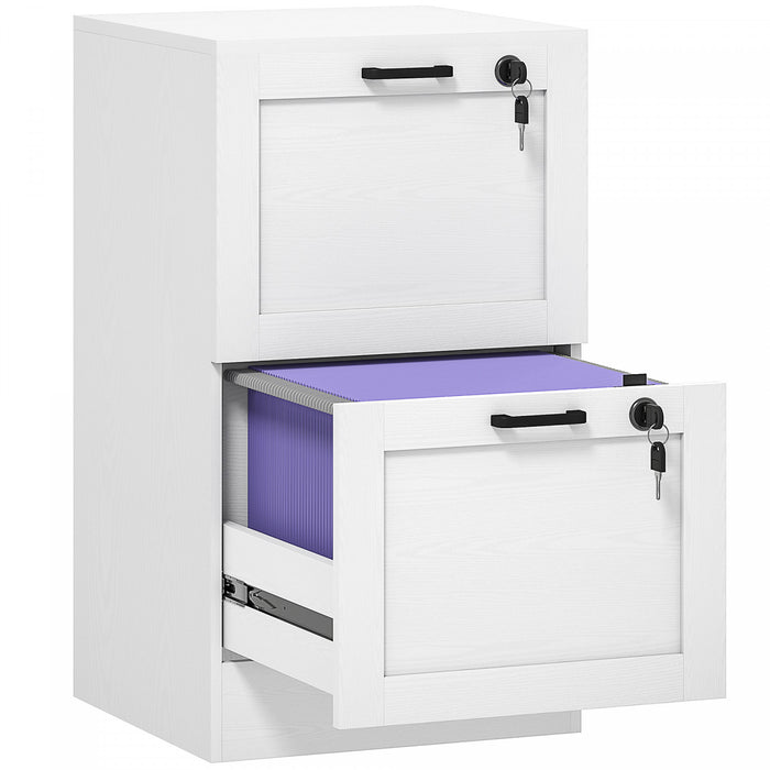 HOMCOM Office File Cabinet with 2 Drawers, Vertical Filing Cabinet, White