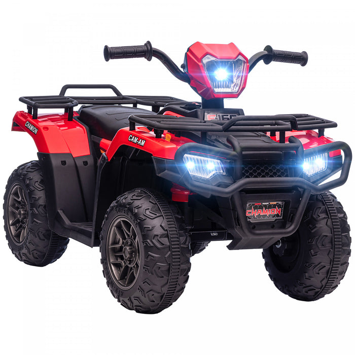 Aosom 12v Kids Atv Quad, 4 Wheeler Battery Powered Ride-On Electric Vehicle With Music Mp3, Headlights, High Low Speed, Treaded Tires, For Boys And Girls Ages 37-60 Months, Red