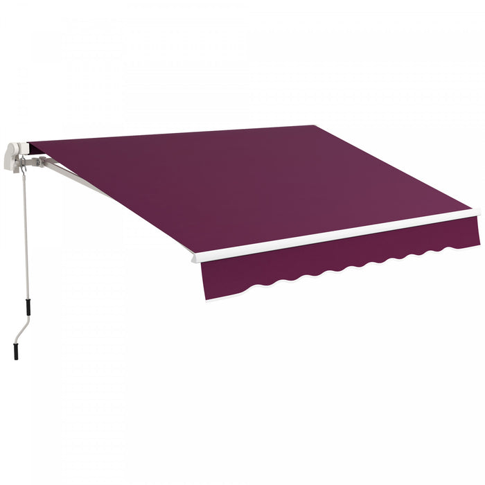 Outsunny 10' X 6.5' Retractable Awning With Led Lights, Uv40+, Wine Red