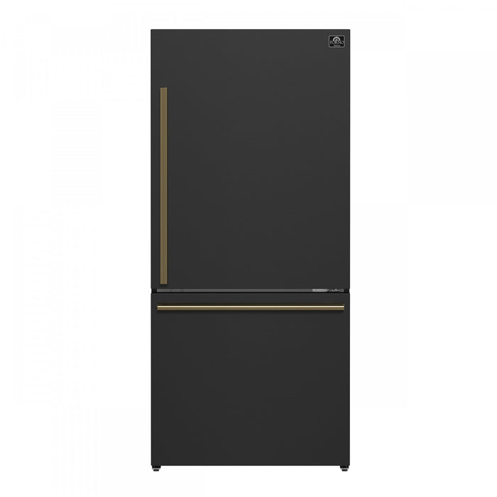 Forno Milano Espresso 31 Inch Bottom Freezer, Black, 17.2 cu.ft. - FFFFD1785-31BLK