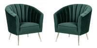 Rosemont Mid-Century Modern Velvet Accent Armchair in Green - Set of 2