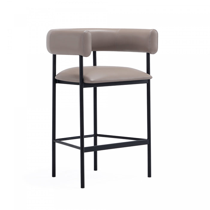Onda Contemporary Vegan Leather Metal Counter Stool in Taupe