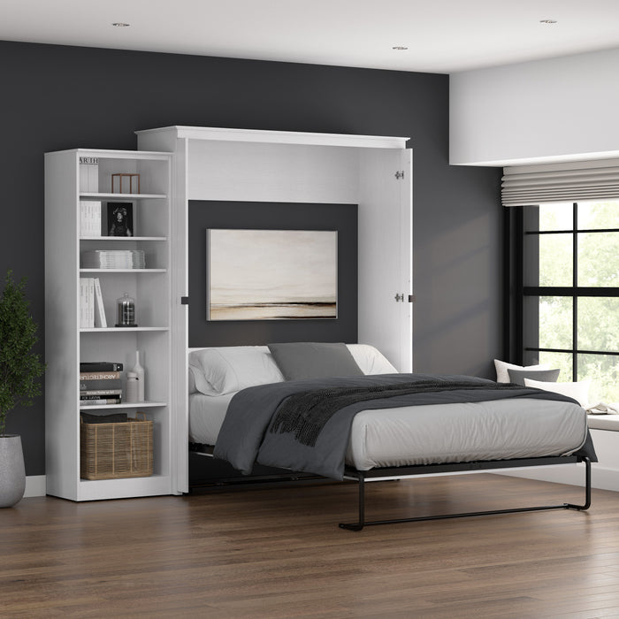 Bestar Key West Queen Murphy Bed with Closet Organizer (94 W) - Pure White Oak