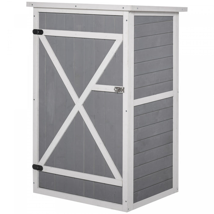 Outsunny 29.9\"x21.7\"x45.3\" Garden Storage Cabinet, Outdoor Storage Shed With Lockable Door With Latch And 2-tier Shelves, Grey