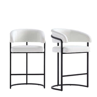 Augusta Modern Metal Upholstered Counter Stool in White - Set of 2 