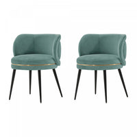 Kaya Modern Wood Velvet Dining Chair in Mint Green - Set of 2 