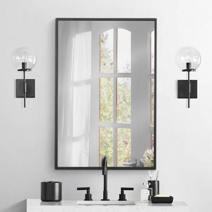 Arcus 30\" X 40\" Hand Crafted Linear Rectangular Mirror - Black