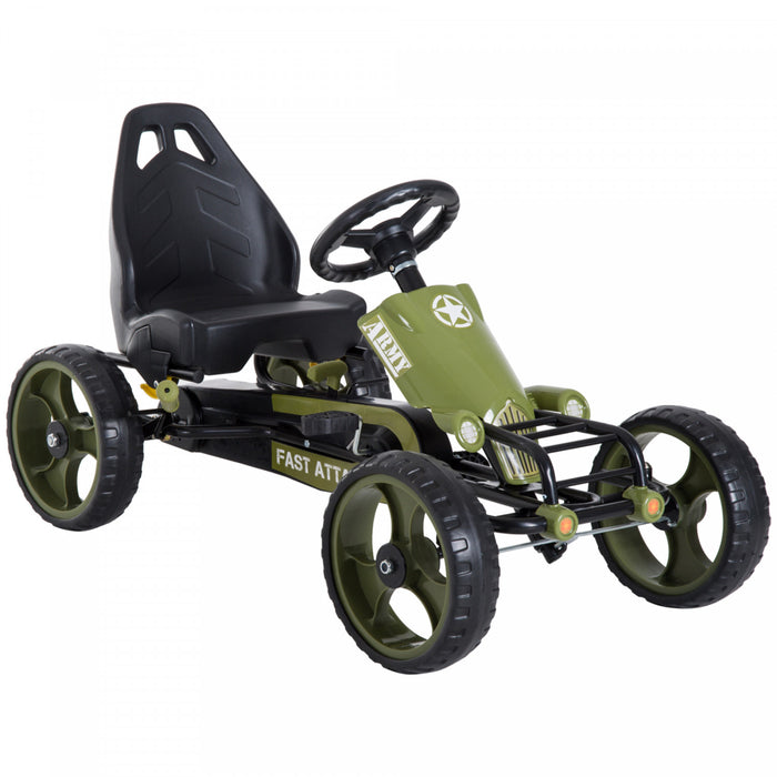 Aosom Kids Pedal Go Kart, Ride On Car Toy With Adjustable Seat, Eva Tyres, Safety Hand Brake, For Boys Girls Ages 3-6 Years Old, Green