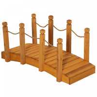 Outsunny 4ft Wooden Garden Bridge Arc Footbridge With Hemp Rope Railings & Solid Fir Construction, O