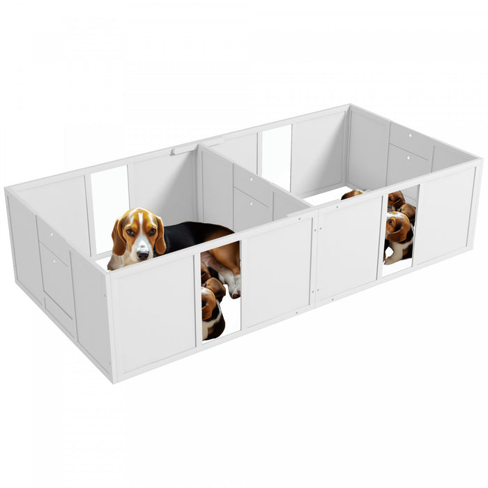 Pawhut Whelping Box For Dogs And Puppies, Dog Whelping Pen, Dog Birth Supplies Indoor With Removable Adjustable Height Doors, For Medium Sized Dogs, 77\" X 38\" X 19\"
