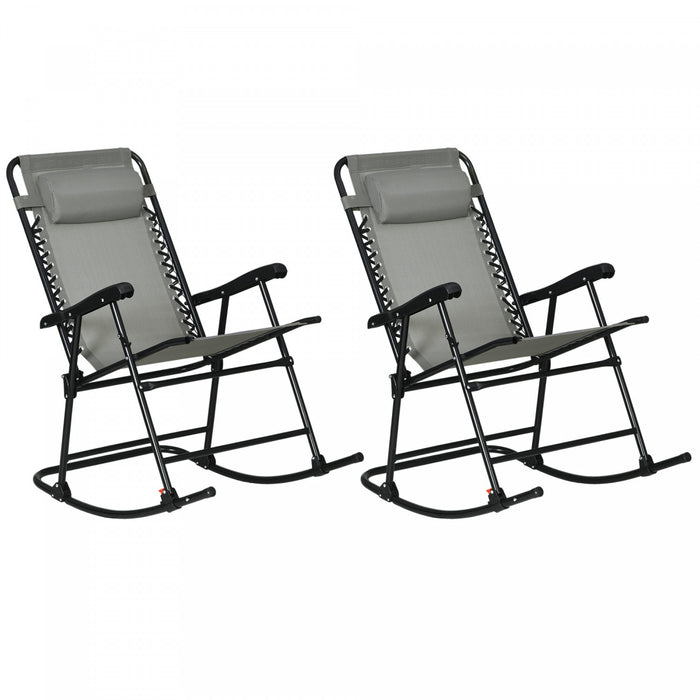 Outsunny 2pc Patio Foldable Rocking Chair Set Grey