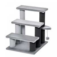Pawhut Cat Stairs 3 Steps For Bed, Couch With Scratching Posts, Small Cat Tree For Indoor Cats With Toy Ball, 17.5