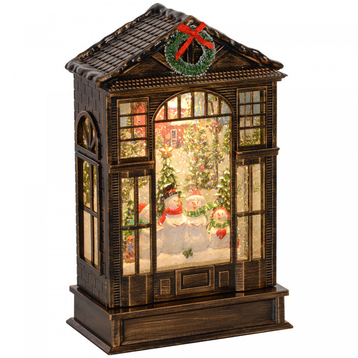 HOMCOM Christmas Snow Globe Lantern w/ Lights, Music and Swirling Glitter