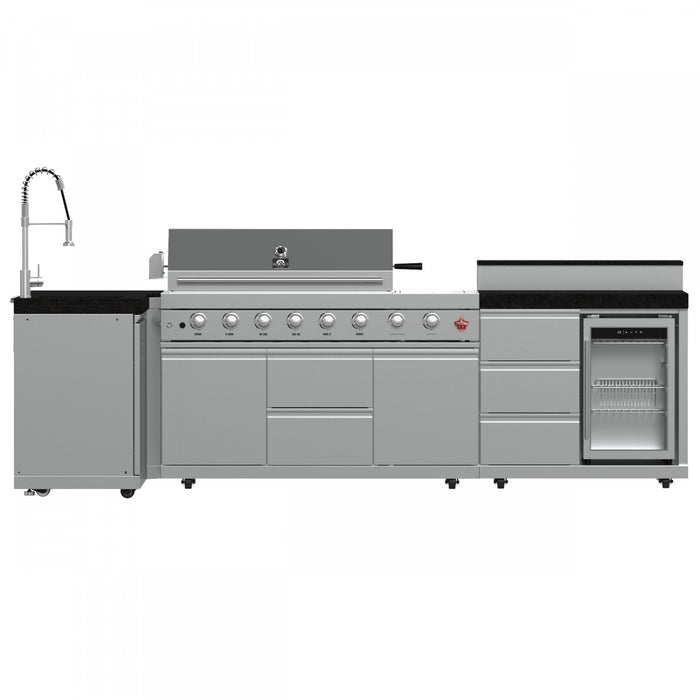 FORNO Bulnes Outdoor Kitchen 84,000 BTU Stainless Steel BBQ with Black Granite Countertops - FODKT2520BLK
