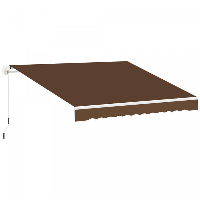 Outsunny 13' X 8' Manual Retractable Patio Awning Sun Shade Outdoor Deck Window Door Canopy Shelter Aluminum Frame Coffee