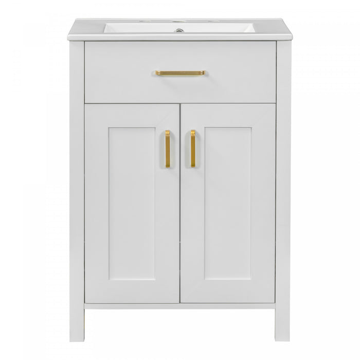 Olivia 24\" Space-saving Storage Bathroom Vanity Combo With Solid Wood Frame - White