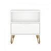 Avira Mid-Century Modern 20" Nightstand in White (1-Drawer) | Table de nuit Avira style milieu du siecle moderne 20" en blanc (1 tiroir)