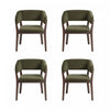 Blake Modern Faux Mohair Wood Armchair in Green - Set of 4 Dining Chair