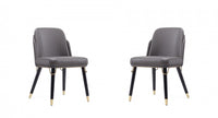 Estelle Modern Vegan Leather Wood Dining Chair in Graphite - Set of 2 