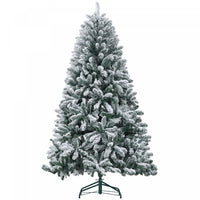 Homcom 6ft Flocked Artificial Christmas Tree With Metal Stand, Hinged Tips