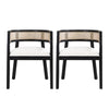 Lance Dining Chairs Set Of 2 With Rattan Back And U-shaped Seat - Black
