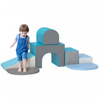 Qaba 7-piece Soft Play, Foam Climbing Blocks For Toddlers, Kids' Educational Climbing Crawling Toys,