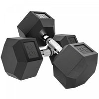 Soozier 2 x 35 lbs Rubber Hex Dumbbell, Weight Dumbbell Hand Weight Barbell for Body Fitness Training for Home Office Gym, Black