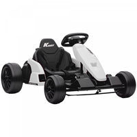 Qaba Electric Go Kart, 24V 9Ah Big Battery, Kids Drift Kart with Dual 150W Motors, Adjustable Seat & 11.2MPH High Speed, Slow Start, 5-Point Harness, for 6-12 Years, White