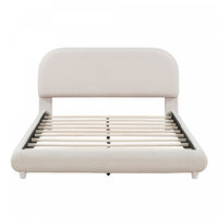 Sophie Teddy Fleece Upholstered Platform Bed with Soft Fabric and Sturdy Frame,Full Size,Beige Full Bed  