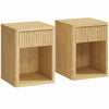 HOMCOM Modern Nightstand Set of 2, Bedside Table for Bedroom, Oak