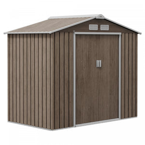 Outsunny 7' X 4' Garden Storage Shed W/ Foundation Kit And Double Doors Light Brown