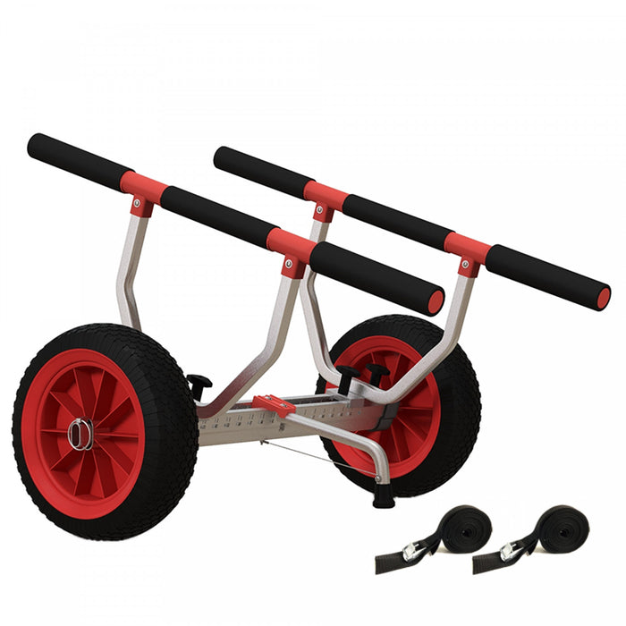 Soozier Kayak Cart With Adjustable Width And Large Wheels, Red