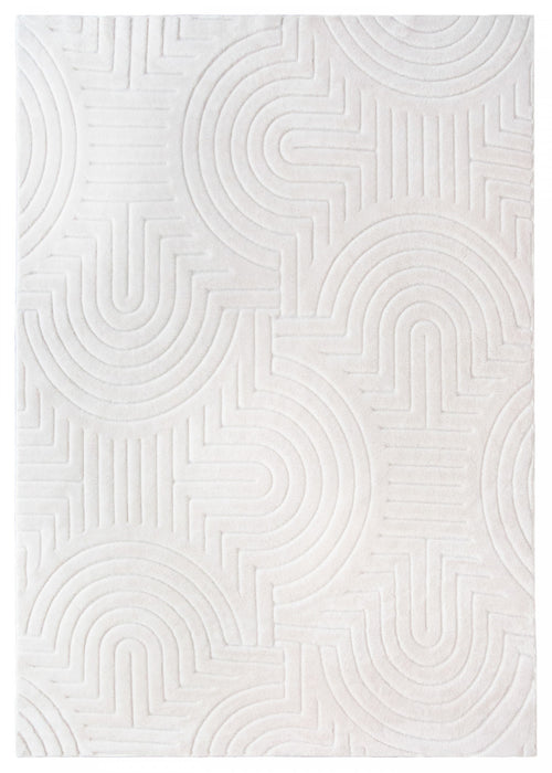 Velvet Cream Circles Washable Shag Area Rug 5'x7' Indoor Area Rug