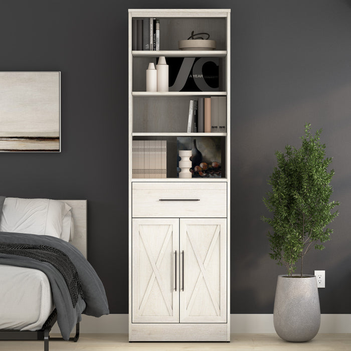 Bestar Key West 25 W Closet Organizer with Drawer & Doors - Linen White Oak