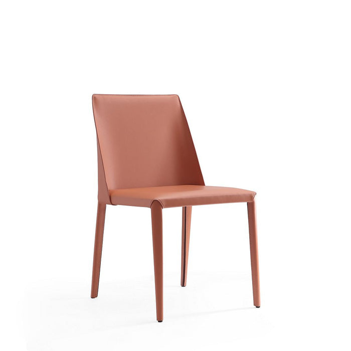 Manhattan Comfort Set of 2 Paris Saddle Leather Dining Chairs - Clay