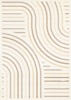 Florence Cream Beige Brown Curved Lines Design Rug, 2'7\" x 4'11\" Indoor Area Rug