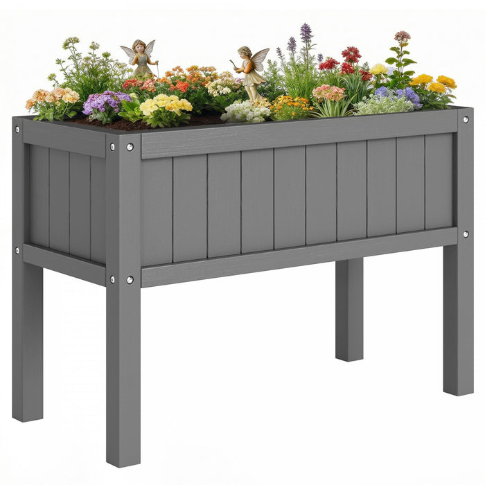 Outsunny Raised Garden Bed with Drainage Holes, Grey