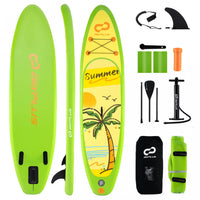 Goplus Large Inflatable Sup Board, Portable Paddle Board With 5d Rings Stand Up Paddle Board For Youth & Adult Green