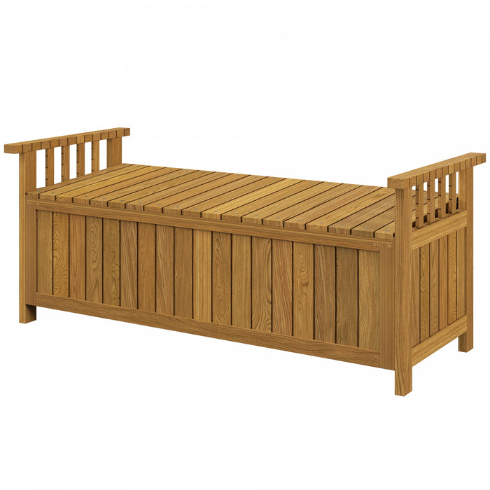 Outsunny Wooden Outdoor Bench with Storage Box, 40 Gallon Deck Box, Brown