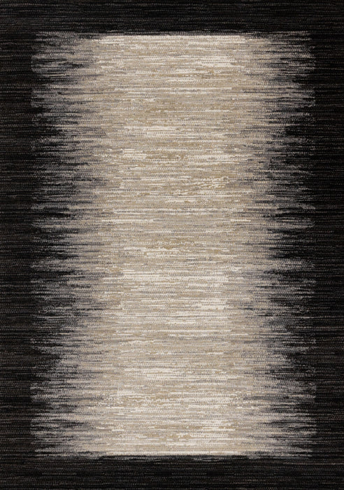 Amelia Dense Black Beige Border Area Rug - 5'3\" x 7'7\"