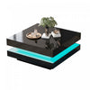 Ryan Rotating Coffee Table with LED Lighting and 360° Swivel Top,Black | Ryan table basse pivotante – table basse avec eclairage LED et plateau rotatif a 360°, noir