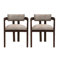 Evelyn Rubberwood Dining Chair with Armrests and Upholstery Seating Set of 2,Espresso 