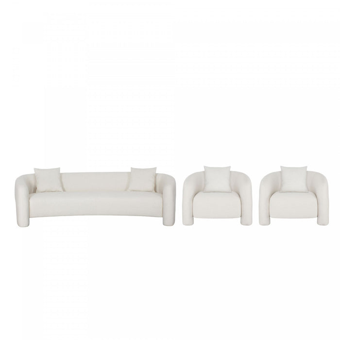 Sylvia Modern Glam 3-Piece Sofa Set in Ivory