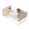 Maxwell High-Gloss 39.4\" Long Coffee Table with Glass and LED Effect,White