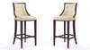 Fifth Avenue Traditional Wood Upholstered Barstool in Cream - Set of 2