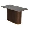Jett 63 Inch Modern Industrial Dining Table with MDF & Iron Pedestal Base, Brown | Table a manger industrielle moderne Jett 63 pouces avec base piedestal MDF et fer, brun
