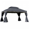 Outsunny 13' X 10' Outdoor Patio Gazebo Canopy With 2-tier Polyester Roof, Vented Mesh Sidewall & Strong Aluminum Frame, Black