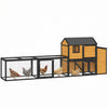 PawHut Large Chicken Coop, 134\"L Wooden Chicken House with Run, Nesting Box, Slide-Out Tray, Waterproof Roof and Ramp, Hen House Rabbit Hutch for 4-6 Hens, Rabbits, Yellow