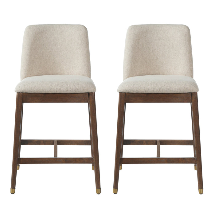 Clara Rubber Wood Bar Stool Set of 2,Walnut