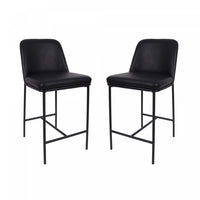 Loft Contemporary Vegan Leather Metal Counter Stool in Black - Set of 2 